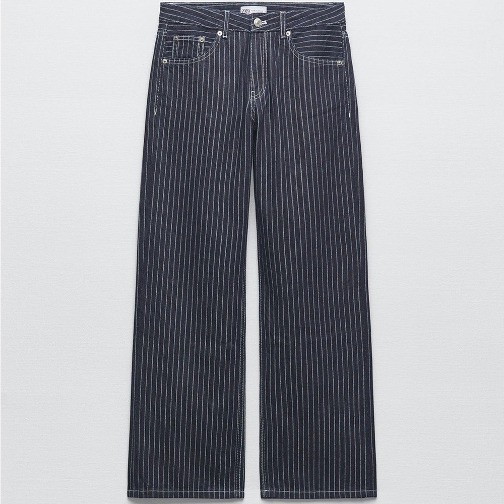 ⚡️SOLD⚡️ Zara TRF Striped Mid-Rise Boyfriend Pants